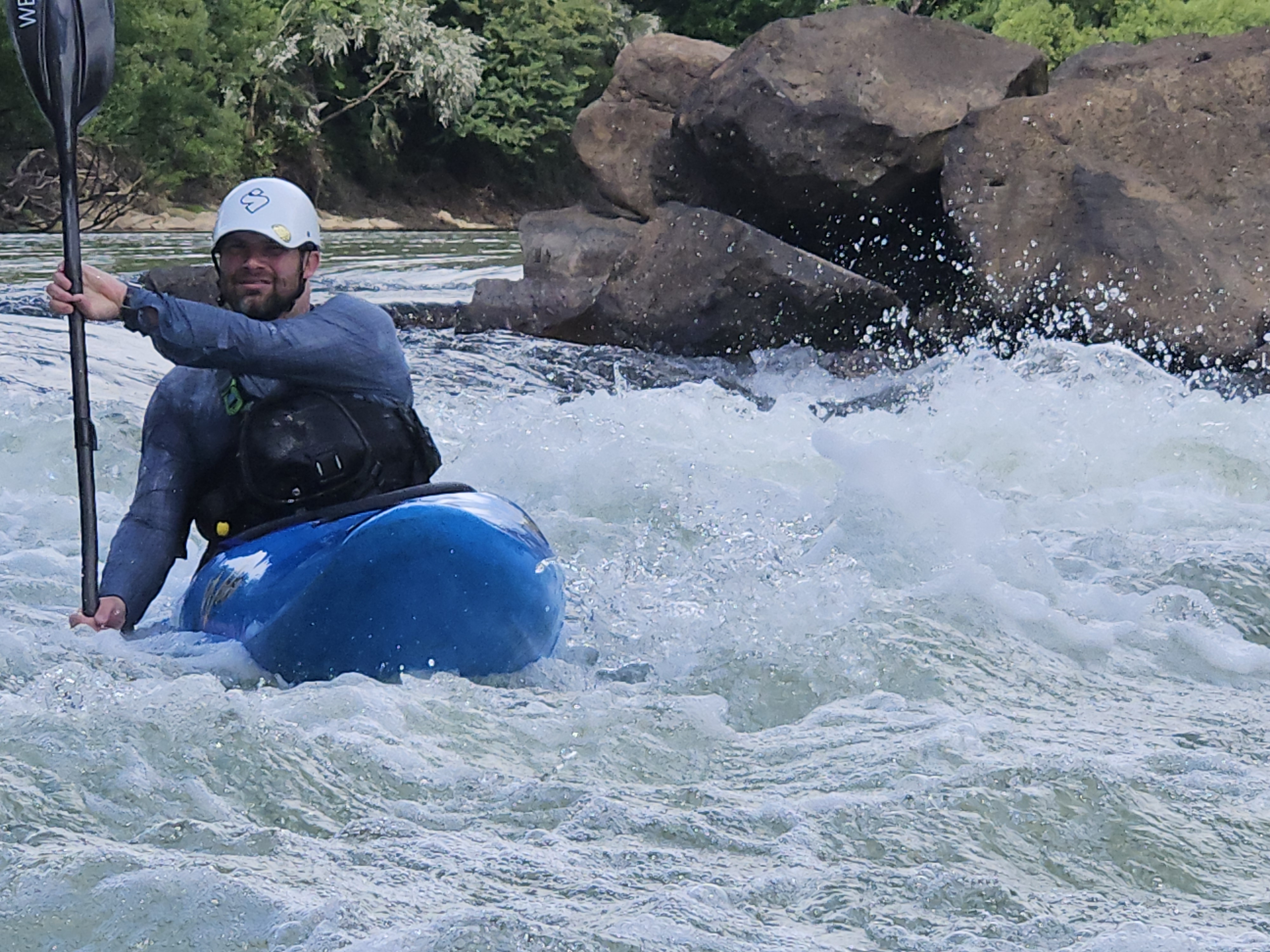 Paddle Melbourne founder Shaun kayaking in whitewater